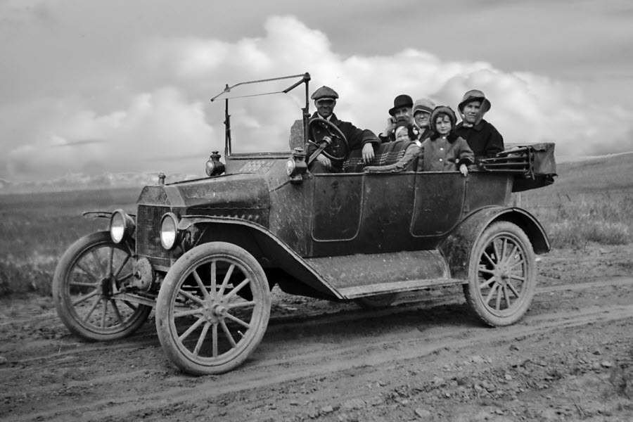 Old Car and Sheldon Family